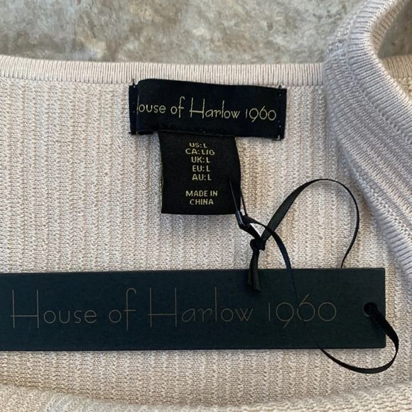 House of Harlow 1960 Trendy Rib sleeveless Crop Tank Top beige/tan Large - Picture 3 of 7